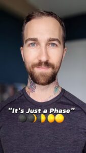 Tarot reading expert Chris Bennett in his It's Just a Phase moon shirt