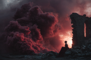 scorpio-collapsing-gothic-tower-burgundy-smoke-golden-sun-ignored-chalice-vogue-dark-editorial