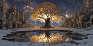 tarot-counterculture-anchor-oak-tree-cracked-cityA_single_ancient_oak_tree_growing_from_