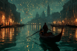 taurus-midnight-emerald-river-gondola-weary-traveler-golden-burden-vogue-noir-editorial