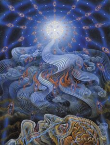 Visionary painting of the soul and human energy field in luminous detail