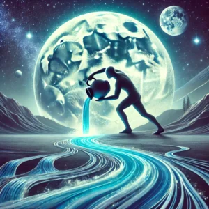 Aquarius man pouring water full moon zodiac image