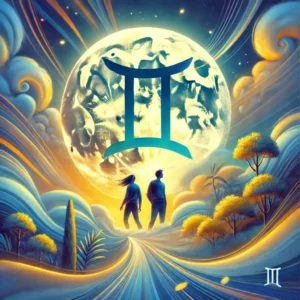 Gemini twins under full moon metaphysical image