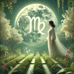 Virgo zodiac sign under a full moon