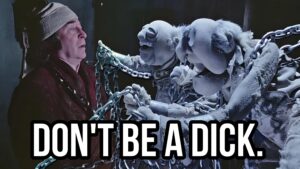 Marley's ghost confronting Scrooge in The Muppet Christmas Carol