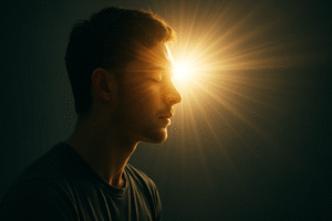 Man-expanding-consciousness-with-glowing-orb-coming-from-third-eye-how-to-expand-psychic-abilities-and-practice-telepathy