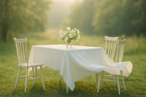 A long white table in soft light, the comforting presence of loved ones in a visitation dream