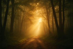 spiritual-path-through-forest-sunrise-light-anxiety-relief