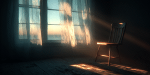 An empty chair holding the felt presence of a loved one in spirit