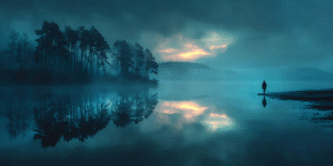 Fog lifting into light, love bridging the worlds between loss and reunion