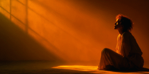 Warm light resting on a person's shoulders, spirit comfort felt in the body
