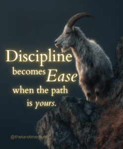 Mountain goat on snowy cliff with wide misty mountain space for quotes.