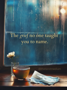 The grief no one taught you to name. A tear-stained handkerchief beside a cup of cold tea on a kitchen table in early morning light, representing the quiet signs of anticipatory grief that often go unrecognized.